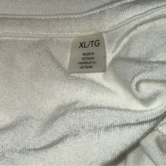 Tahari Cream Ruched Sleeve Top XL Soft Stretch Minimal Chic Blouse - Picture 6 of 9